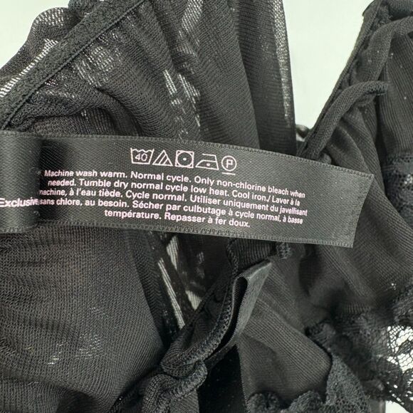 Victoria's Secret Lace Trim Sheer Black Cami, Large, Adjustable Straps Romantic - Picture 9 of 9